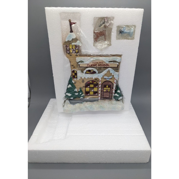 DEPT Department 56 Rudolph Reindeer Flying School 3 Piece Set Box Christmas - Picture 3 of 8